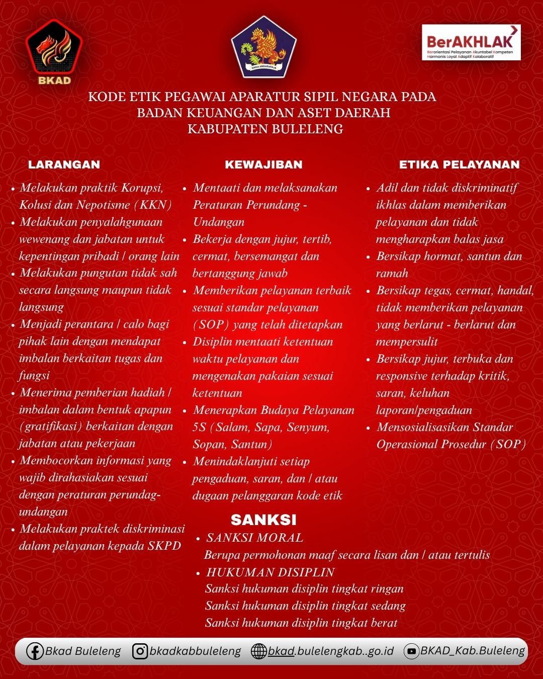 KODE ETIK PEGAWAI APARATUR SIPIL NEGARA PADA  BADAN KEUANGAN DAN ASET DAERAH  KABUPATEN BULELENG